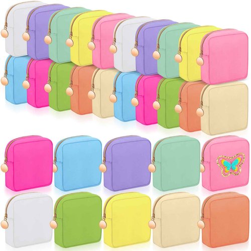 Paterr 50 Pieces Nylon Make up Pouch Bag Bulk Mini Cosmetic Bag with Zipper Travel Small Makeup Pouch Organizer End of the Year Gifts Bulk for Women