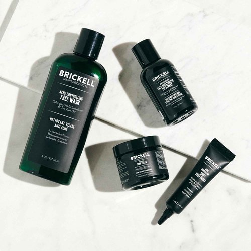 Brickell Men's Acne Controlling System for Men, Acne Fighting Face Moisturizer Treatment, Face Wash, Spot Treatment, and Scar Cream, Natural & Organic