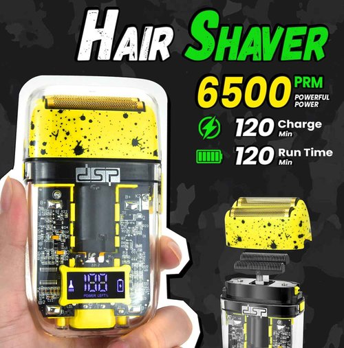 DSP Hair Clipper, Trimmer, Shaver Kits for Men Professional Barber Clipper and Trimmer Sets with Travel Case, Rechargeable, LED Display, Yellow