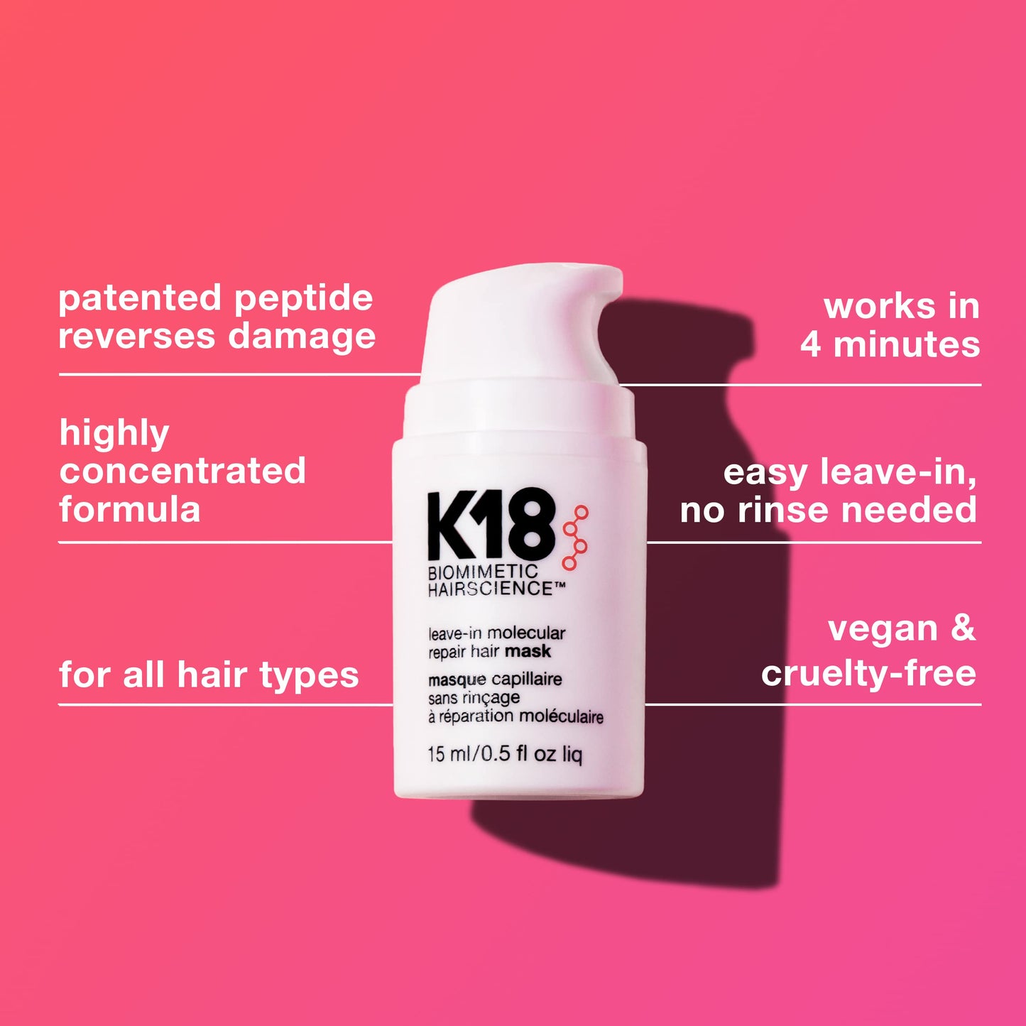 K18 Repair Bundle - Leave-In Repair Hair Mask, 4-Minute Speed Treatment(15ml), and Weightless Hair Strengthening Oil (30ml)