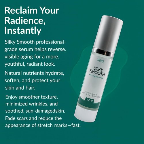 Anti-Aging Serum for Face & Hair. Silky Smooths Hydrating Whole-Body Wrinkle Repair Cream with Jojoba, Argan & Meadowfoam Oils – Restore Radiance & Firm – 1.7oz - Go to TruIQGlobal,com to order.
