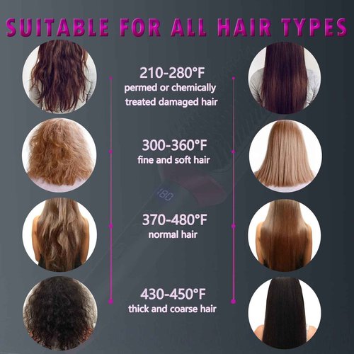 Hair Straightener Brush, 3X Denser Bristles, 2 in 1 Brush Straightener for Women, MCH Fast Heating Dual Voltage Flat Iron Comb for Curly Hair