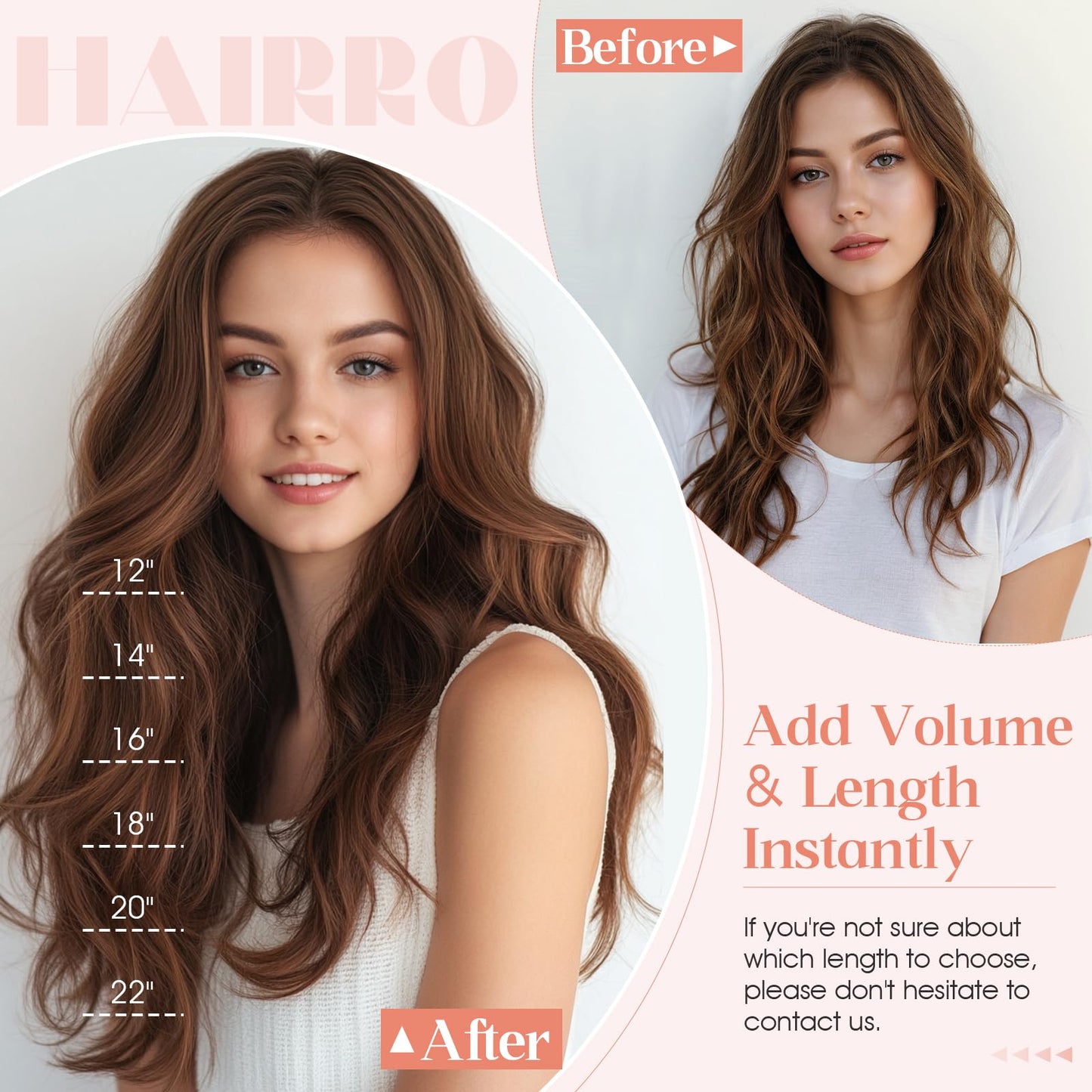 Hairro Wire Hair Extensions Human Hair, Fish Line Invisible Adjustable & Clips in Extensions Straight, 100% Real Hairpieces Seamless Blending for Women, 16 Inch 80g Golden Brown Mix Bleach Blonde