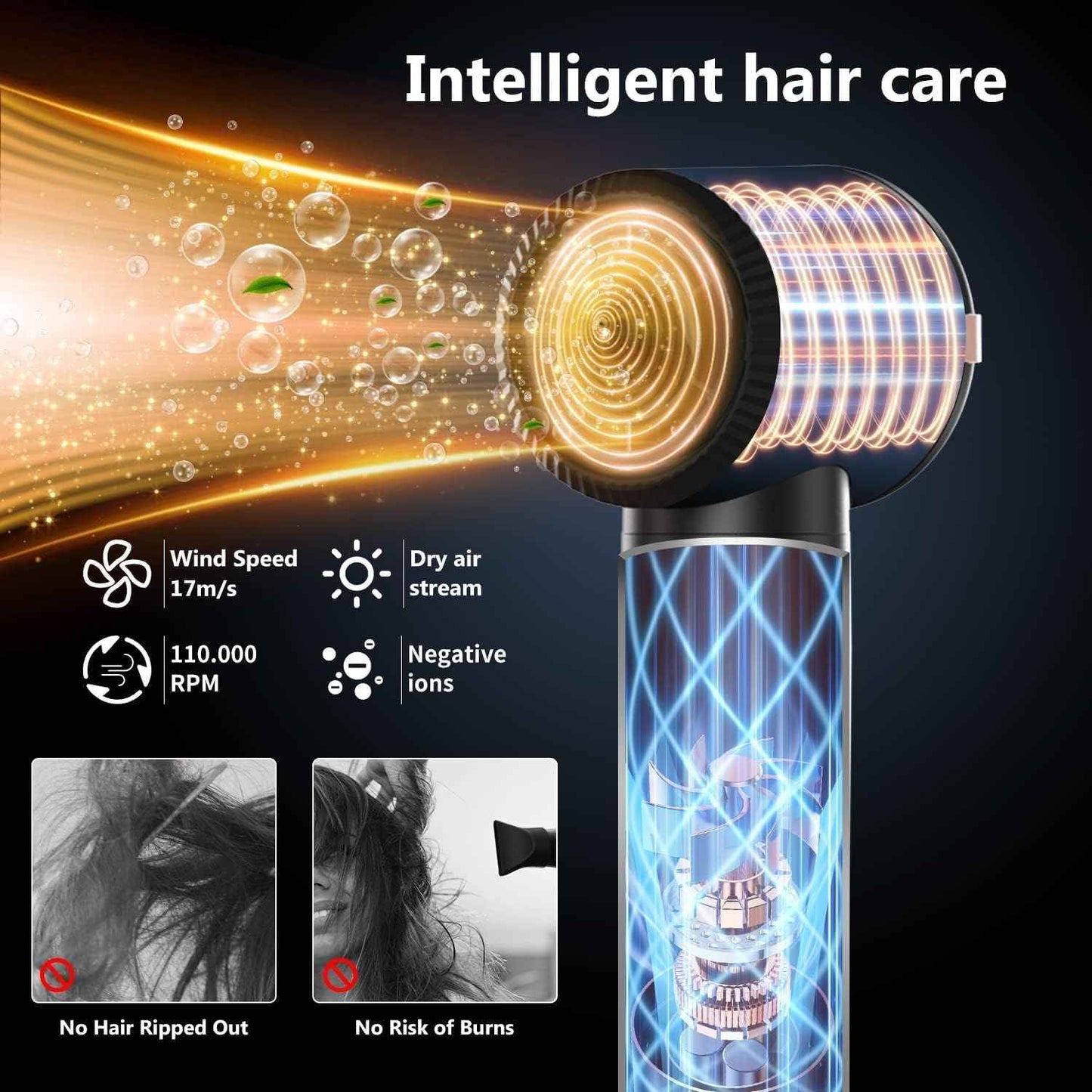 Hair Dryer Brush 7 in ONE, Detachable Fast Drying, Volumizing, Curling, Straightening, Ionic Hair Dryer with Diffuser, Powerful Blow Dryer Brush with Auto- Wrap Curler, Hair Styling Tools Storage Case