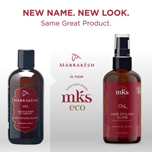 MKS eco Oil, Original - 8 fl oz - Hair Styling Elixir - Moroccan Argan Oil, Hemp Seed Oil - Moisturize & Nourish Hair, Control Frizz, Increase Smoothness - Vegan & Cruelty Free
