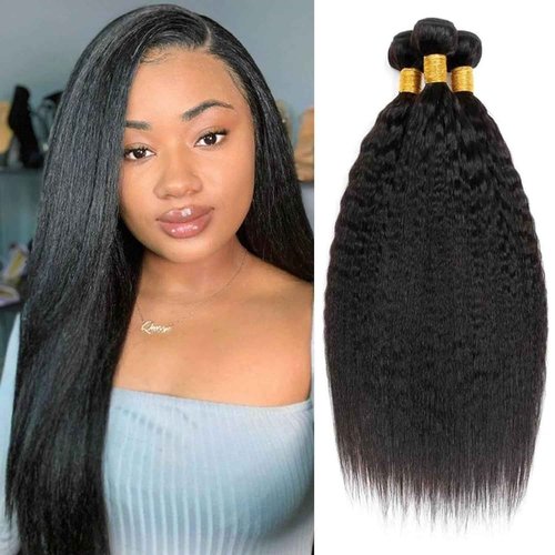 Habiliana Bundles Human Hair 20 22 24 Inch Yaki Wave Natural Human Hair Bundles 11A Unprocessed Brazilian Virgin Quick Weave Hair Extensions for Black Women