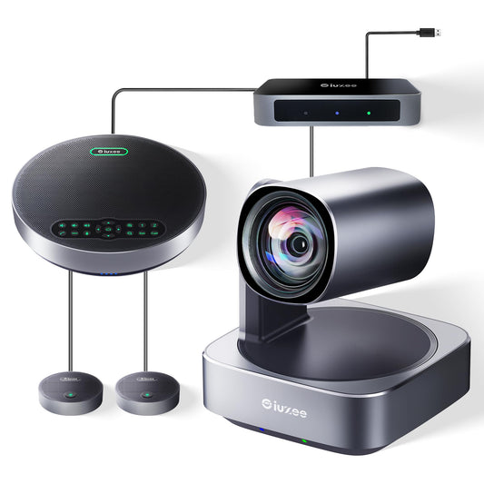 All-in-One PTZ 4K Video Conference Room Camera System with Bluetooth Speakerphone 2 Expansion mics 12X Optical Zoom HDMI Wide View Angle Lens Works with Zoom Webex for Large Meeting Room