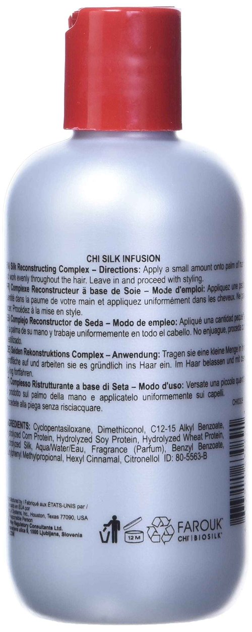 CHI Infra Silk Infusion, Leave-In Reconstructing Treatment To Strengthen & Protect All Hair Types, Alcohol-Free, 12 Oz, Pack of 2