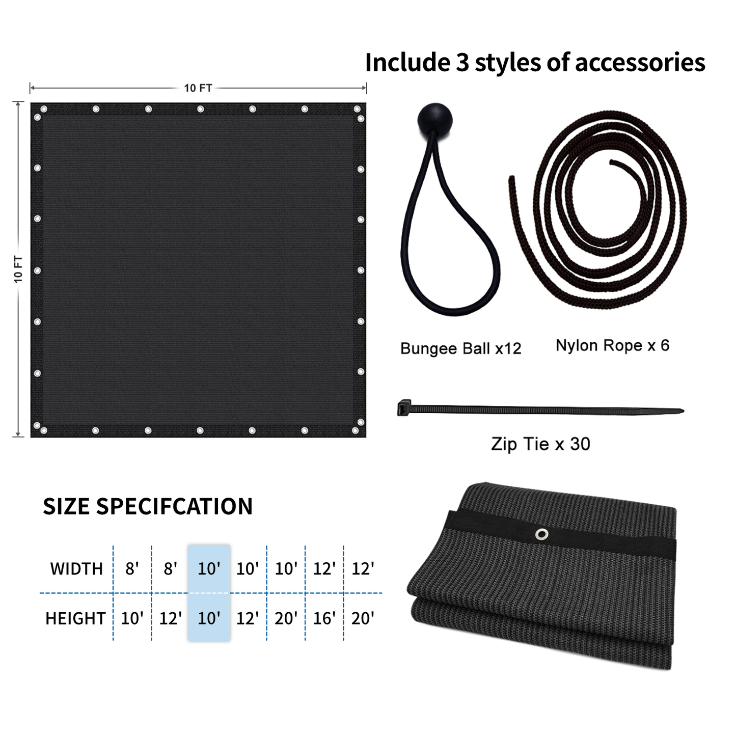 Privacy Fence Screen HDPE Garden Fence Mesh 10x12ft Black Mocha Dark Grey Outdoor