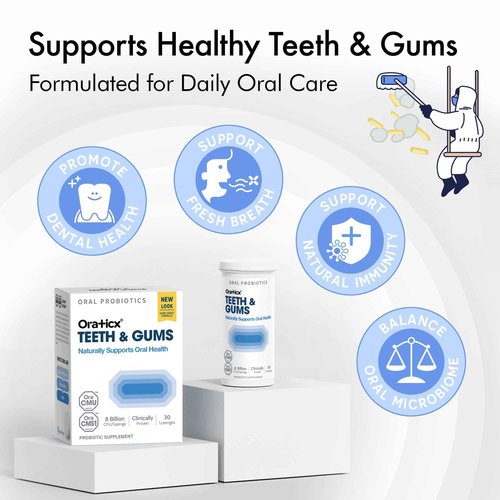 OraTicx Teeth & Gums Oral Probiotics, 8 Billion CFU - Naturally Supports Oral Health, Fresh Breath, and Immunity, Dental Probiotic Supplement, Grape Flavor 30 Lozenges 4-Pack