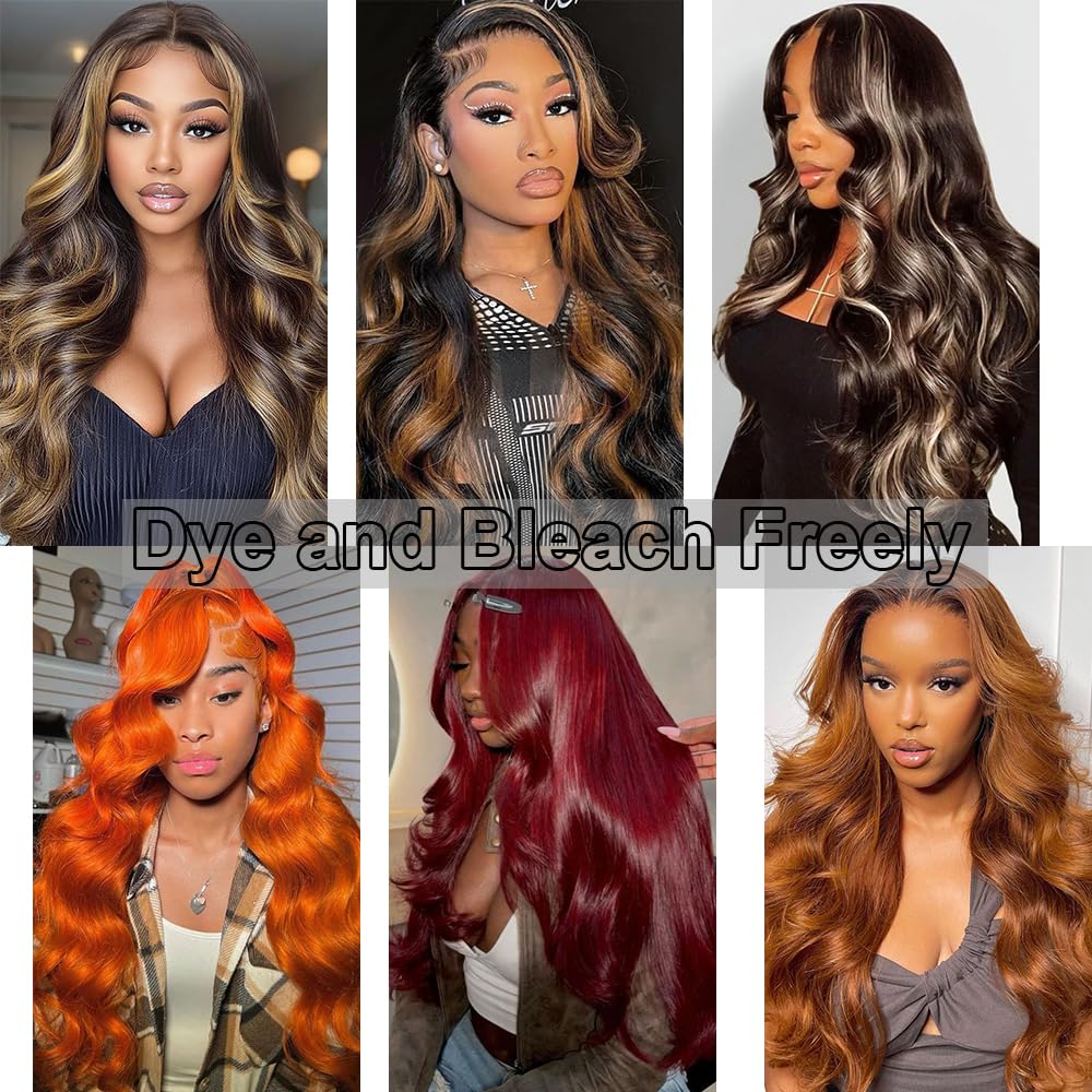 13x6 Body Wave Lace Front Wigs Human Hair Pre Plucked 250% Density HD Transparent Lace Frontal Wigs Human Hair for Women 12A Glueless Wigs with Baby Hair (250% density 13x6 Body wig, 24 Inch)