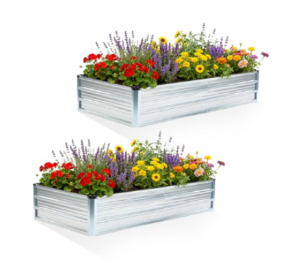 Metal Raised Garden Bed Set 6x3 ft Outdoor Planter Boxes for Vegetables Flowers