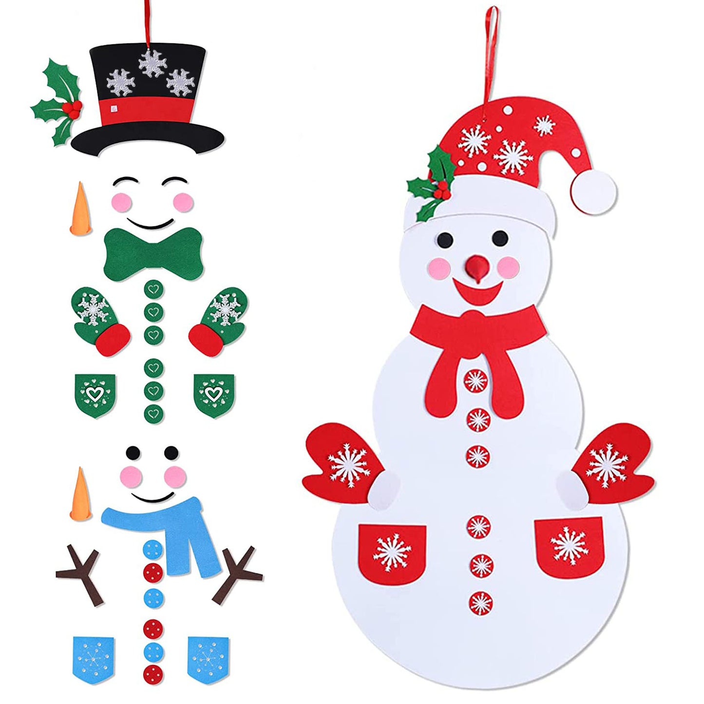 DIY Felt Christmas Snowman Decoration Set with 54 Ornaments