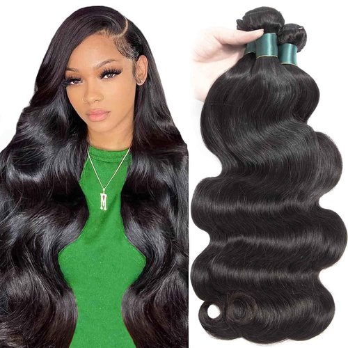 Superfect Human Hair Bundles 16 18 20 Inch Body Wave Bundles Human Hair 12A 100% Unprocessed Brazilian Virgin Hair Weave 3 Bundles Natural Black Color (16 18 20, Body Wave 3 Bundles)