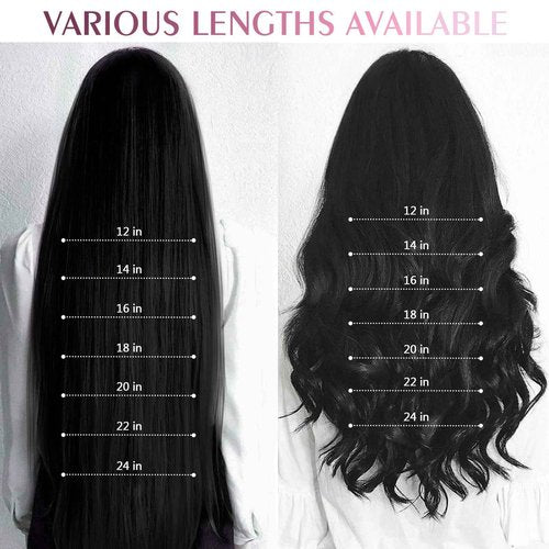 Fimislosion Real Hair Extensions Clip in Human Hair, Seamless Clip in Hair Extensions Real Human Hair, 18 Inch Clip ins extensions for women, Natural Black 120G 7Pcs