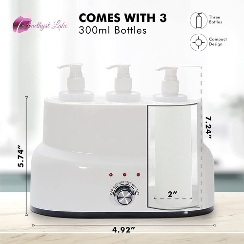 AMETHYST LAKE Oil Warmer Dispenser, Plug-in Electric Warmer Oil Dispenser, 3-Bottles Lotion Warmer, Message Oil Heater for Home & Professional Spa Supplies.