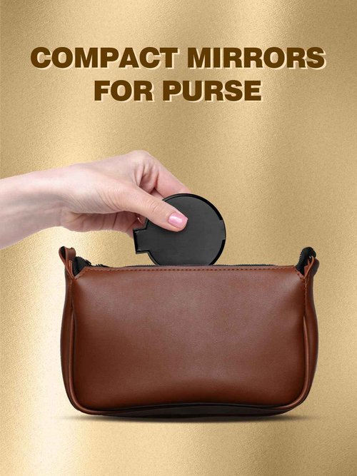 Qislee Compact Mirror Bulk, Round Makeup Mirror for Purse, Set of 96 (Black)