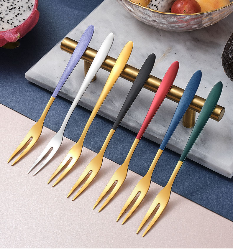 Stainless Steel Fruit Fork Set - Western Style Kitchen Dinnerware