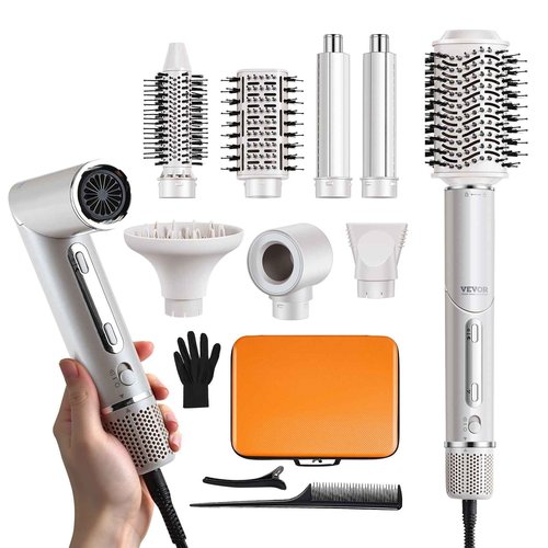 VEVOR Hair Styler Dryer Brush, 7-in-1 Professional Multi Styler with Brushless Motor, 2 Auto-Wrap Curler, 3 Brushes & 3 Nozzle, 110,000RPM High-Speed Hot Air Styler, 90° Folding Design for Fast Drying