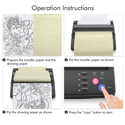 TATELF Tattoo Stencil Machine Thermal Copier Tattoo Stencil Printer with 20pcs Transfer Paper for tattooing Artists (Black)