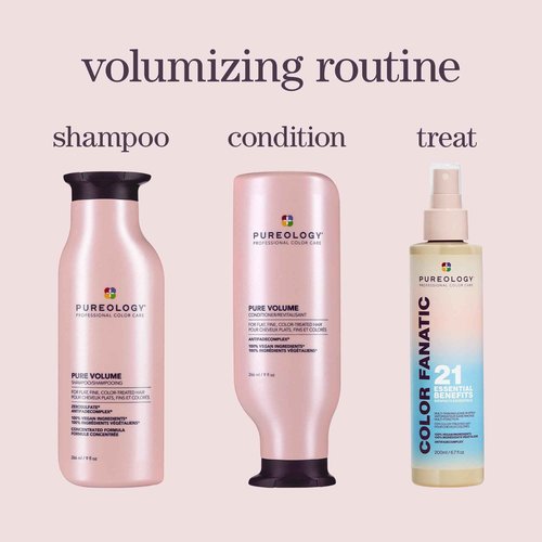 Pureology Pure Volume Shampoo - Enhances Volume and Movement, Lightweight Shampoo for Fine, Flat, Color Treated Hair, Sulfate-Free & Vegan, 33.8 Fl Oz