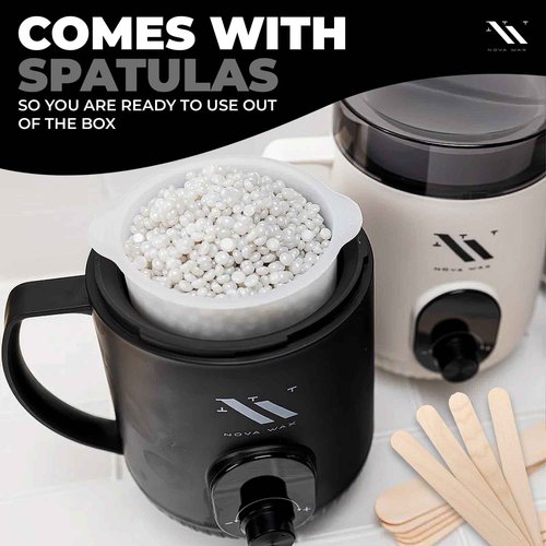 NOVA Melt Warmer for Hair Removal - Mini Waxing Kit with 1lb/500g Hard Wax Beads, 1.1lb Waxing Sticks - Ideal for Face, Body, and Sensitive Areas