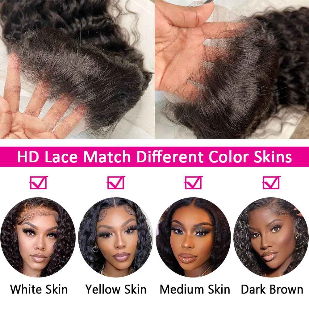 Meet Naive 30 Inch Curly Lace Front Wigs Human Hair 200 Density 13x6 HD Lace Frontal Wigs for Women Deep Curly Glueless Wigs Human Hair Pre Plucked with Baby Hair