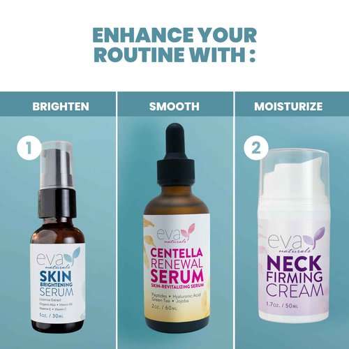 Eva Naturals Rejuvenating Skincare Set – 5-in-1 Routine with Cleanser, Toner, Vitamin C Plus Serum, Eye Gel and Collagen Peptide Moisturizer for Face, Anti-Wrinkle, Dark Spots, Acne and Skin Replenish