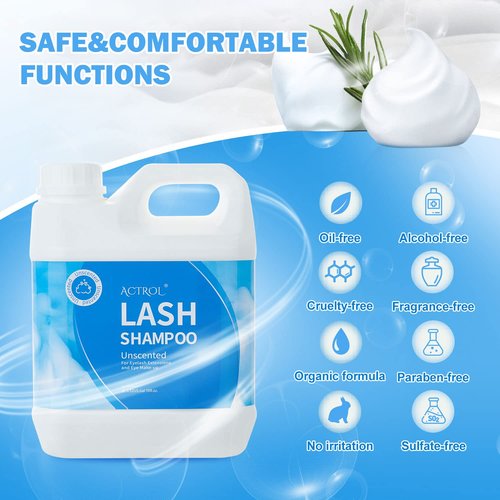 ACTROL Eyelash Extension Cleanser Unscented 2L Natural Lash Extension Shampoo Professional Eyelid Foaming Cleanser Paraben & Sulfate Free Non-lrritating with Salon and Home Care