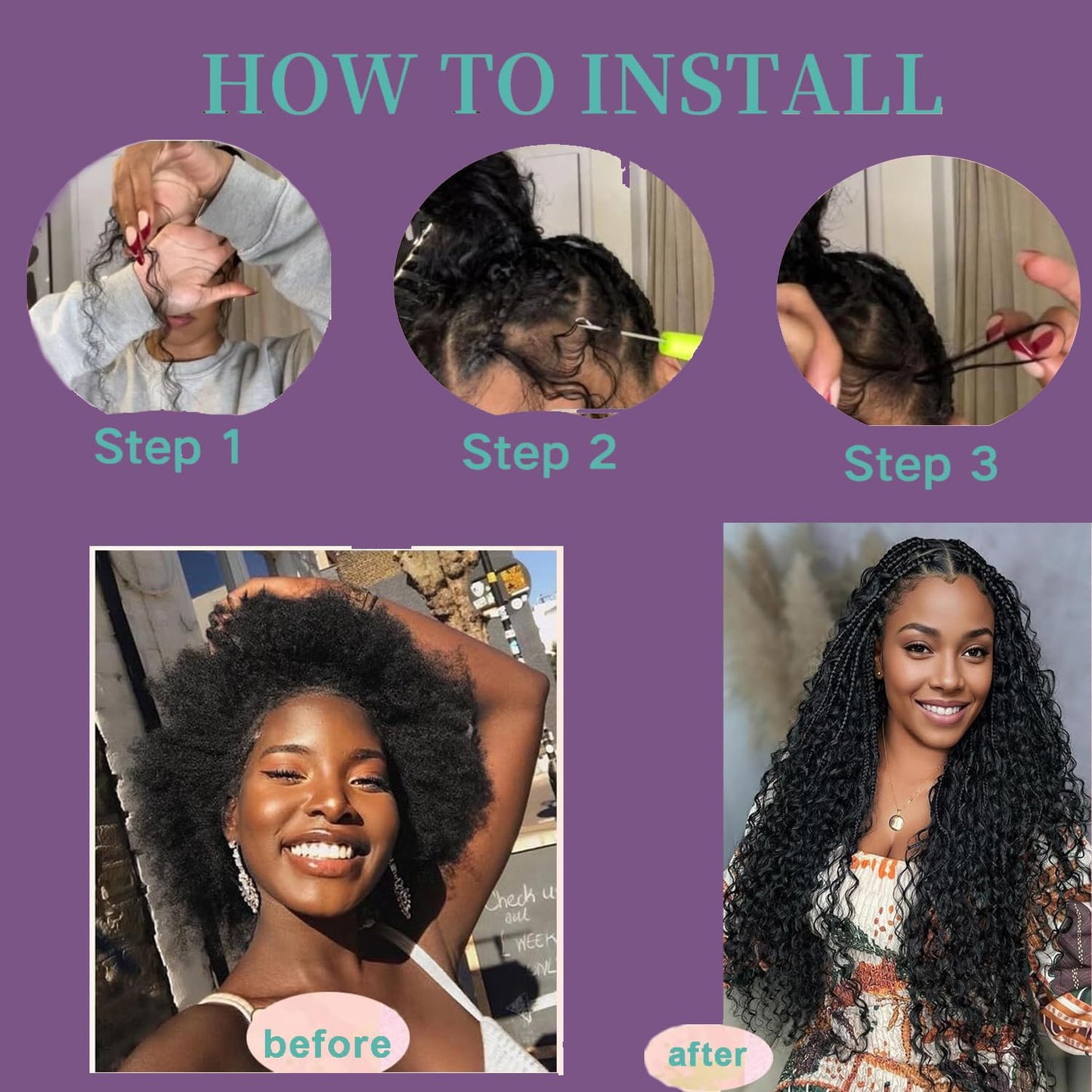 Human Braiding Hair, Boho Braids Human Hair 2 Bundles 100g 24 Inch Water Wave Bulk Human Hair for Braiding No Weft 12A Brazilian Virgin Curly Human Hair Extensions for Wet and Wavy Braiding Hair