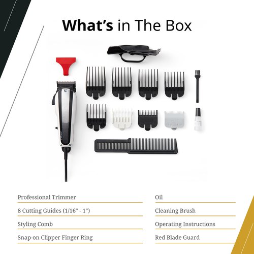 Wahl Professional Sterling 9 Corded Clipper Adjustable Blade High Performance Hair Cutting Tool Silver