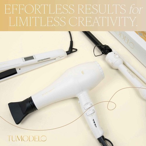TuModelo Professional Hair Straightener – Ceramic Tourmaline Technology for Sleek & Curly Styles, Fast Heat-Up, Adjustable Temperature Professional Flat Iron, 1" Inch