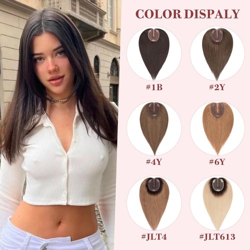 S-noilite Hair Toppers for Women 100% Real Human Hair, 10x12 Upgrade Base Ombre Light Blonde Remy HairToppers for Women with no Bangs 10inch 35g #Ombre Light Blonde
