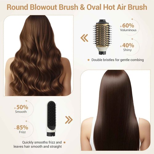 6 in 1 Air Wrap Hair Styler, 110,000 RPM Hair Dryer Brush with Auto-Wrap Curlers, Oval Brush & Volumizer, Hot Air Styler for Fast Drying,Curling, Smoothing & Volume, Air Styler with Travel Case