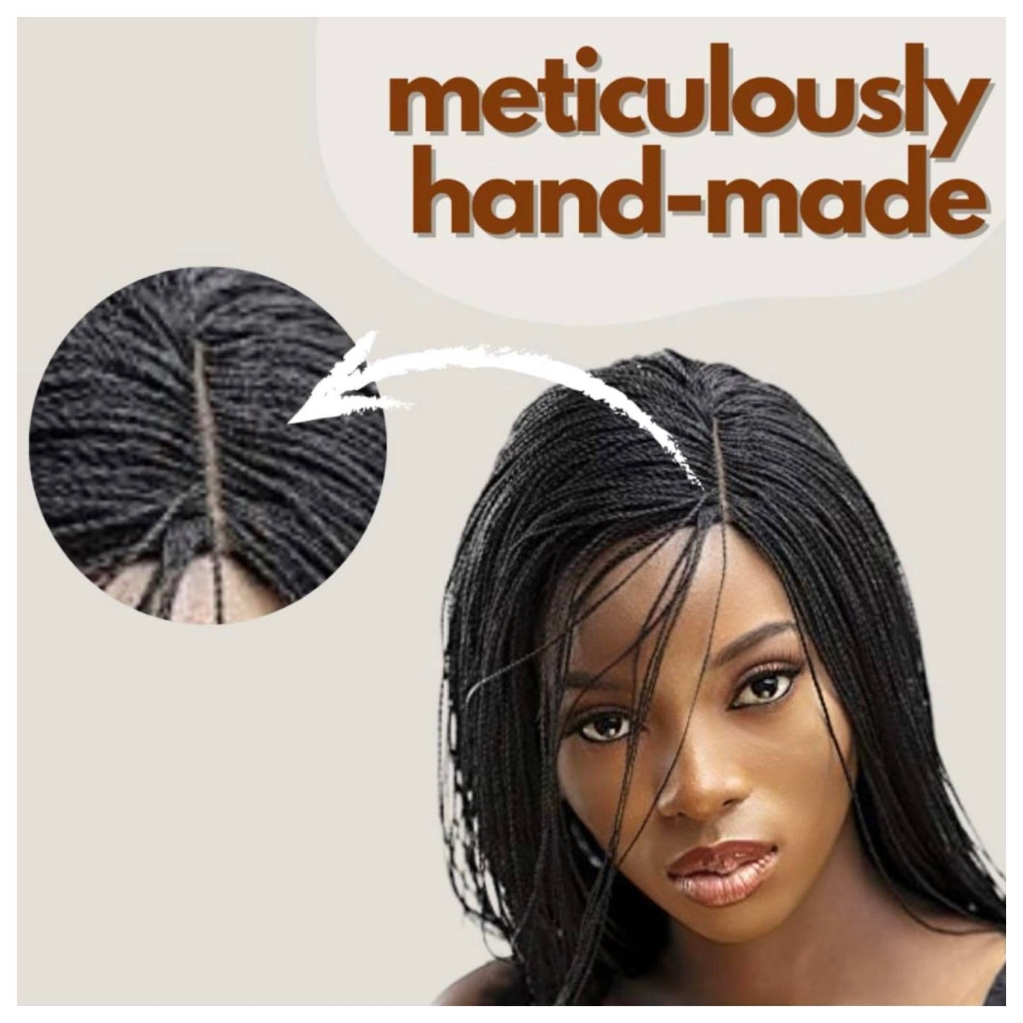 JBG SERVICES Twisted Wigs, 18-Inch Micro Million Twist Braided Wig - Light, Soft Braid Wigs for Black Women with Glueless Front Lace Closure - No Tangle Synthetic Braid- Darkest Brown Color 2