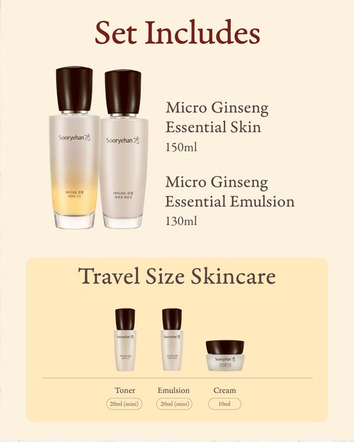 SOORYEHAN Micro Ginseng Essential Skincare Special gift Set (11.2 fl oz) - Boosts Skin Density, Elasticity, and Vitality . with Ginseng Liposome™ for Youthful Radiance – Korea Skincare.