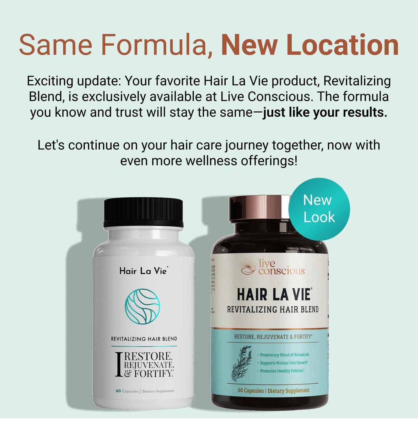 Live Conscious by Hair La Vie Revitalizing Blend Hair Vitamins with Biotin, Collagen and Saw Palmetto (2-Pack)