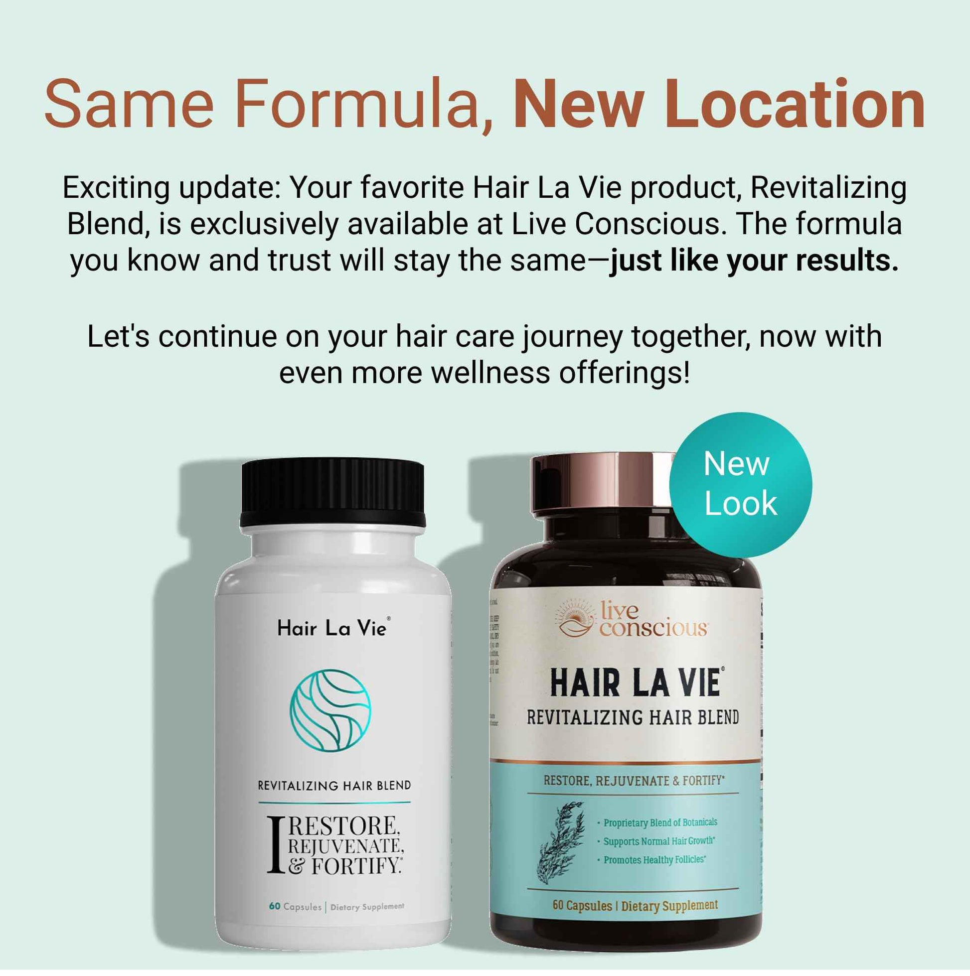 Live Conscious by Hair La Vie Revitalizing Blend Hair Vitamins with Biotin, Collagen and Saw Palmetto (2-Pack)