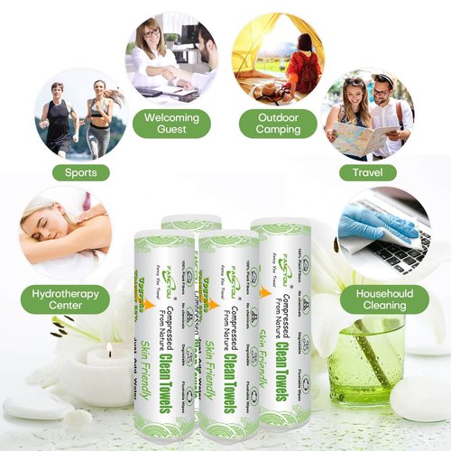 Fancyou Compressed Towel Tablets Bulk 1000 Pack with 4 Travel Cases, Thicken Cotton Disposable Face Cloths, Biodegradable Mini Compressed Expandable Coin Tissue for Salon Gym Travel Camping Home