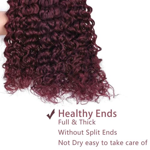 Fabimiya Human Hair Bundles Burgundy 99J Water Wave 22 24 26 Inch Bundles Human Hair 100% Unprocessed Burgundy Soft Sewn In Hair with Double Weft for Black Women