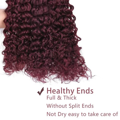 Fabimiya Human Hair Bundles Burgundy 99J Water Wave 14 16 18 Inch Bundles Human Hair 100% Unprocessed Burgundy Soft Sewn In Hair with Double Weft for Black Women