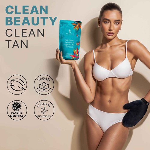 Tanning Lotion Self Tanner Kit - USA Made with Organic & Natural Ingredients, Self Tanning Lotion Face Tanner & Application Kit, Non Toxic Gradual Tan, Sunless Tan for Women & Men