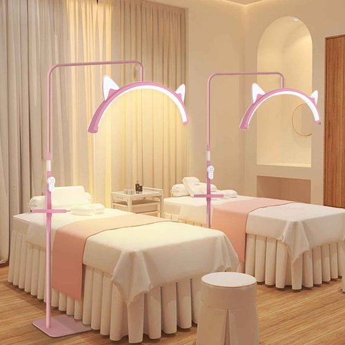 Lash Lamp for Eyelash Tech, Dimmable 3 Color Half Moon Lamp with Adjustable Height, Esthetician Light with Phone Stand for Eyelash Extensions Skincare Tattoo Spa Nail