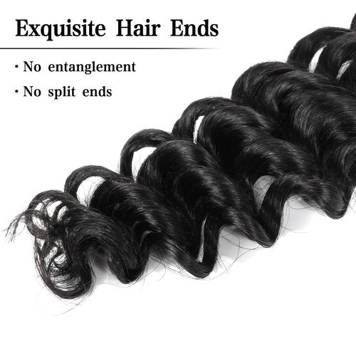 Deep Wave Bulk Human Hair for Braiding 2 Bundles 100g 26 Inch No Weft 10A Brazilian Virgin Curly Human Hair Extensions for Boho Braids Wet Wavy Human Braiding Hair (26"/100G,Black)