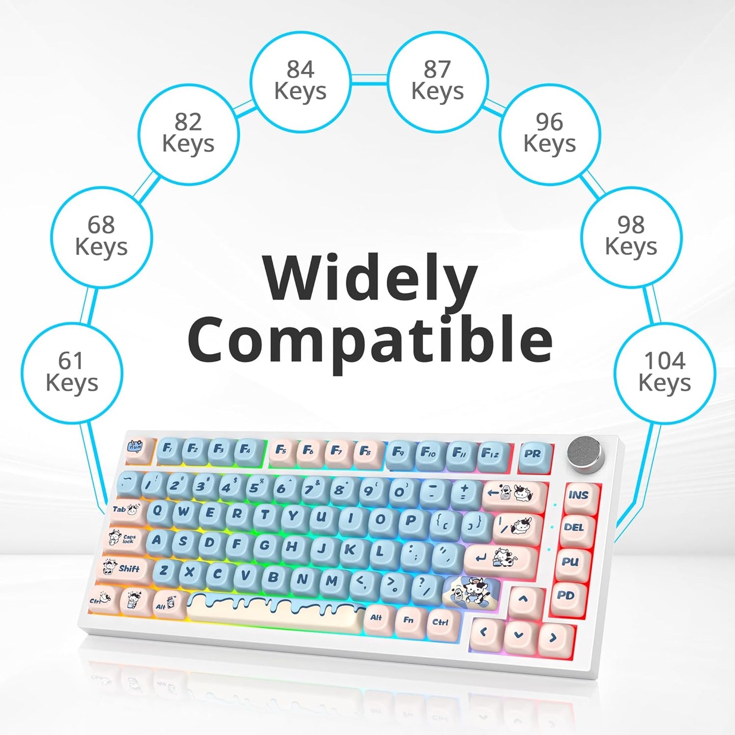 61 PBT Game keycap, 60% Backlight with Key Puller OEM Configuration American Layout, 87/104 Mechanical Keyboard (no Keyboard) (Ahris)