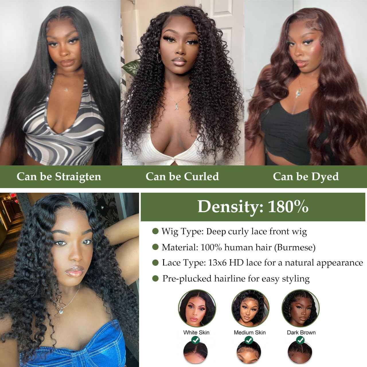 28inch 13x6 Deep Wave Lace Front Wigs Human Hair Pre Plucked Pre Deep Curly Human Hair Wigs for Women 180 Density HD Lace Frontal Wig With Baby Hair