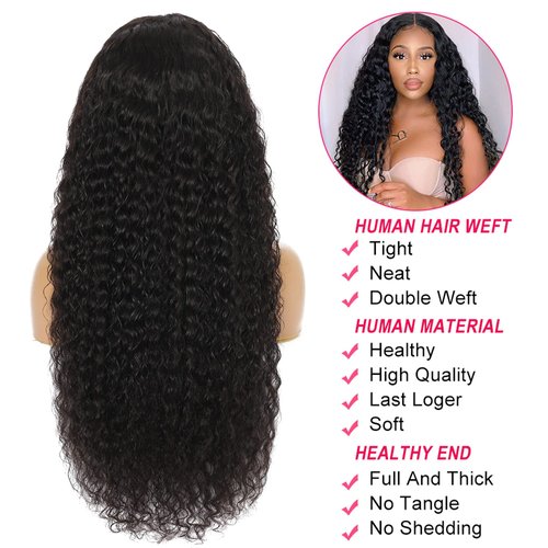 GLOWNINA 13x4 HD Lace Front Wigs Human hair Deep Wave Lace Front Wigs Human Hair Water Curly Lace Frontal Wigs Pre Plucked With Baby hair 180% Density Human Hair Wigs For Women 18 inch
