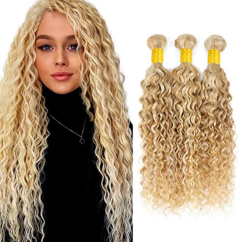 Blonde Bundles Human Hair Honey Blonde Bundles 613 Water Wave Bundle 22 24 26 inch LadrXadr P27/613 Human Hair Bundle