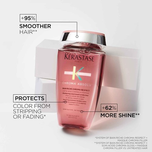 Kerastase Chroma Absolu Chroma Respect Shampoo Riche For Sensitized or Damaged Color-Treated Hair - Protects and Nourishes Medium To Thick Hair, with Lactic Acid, 16.9 Fl Oz