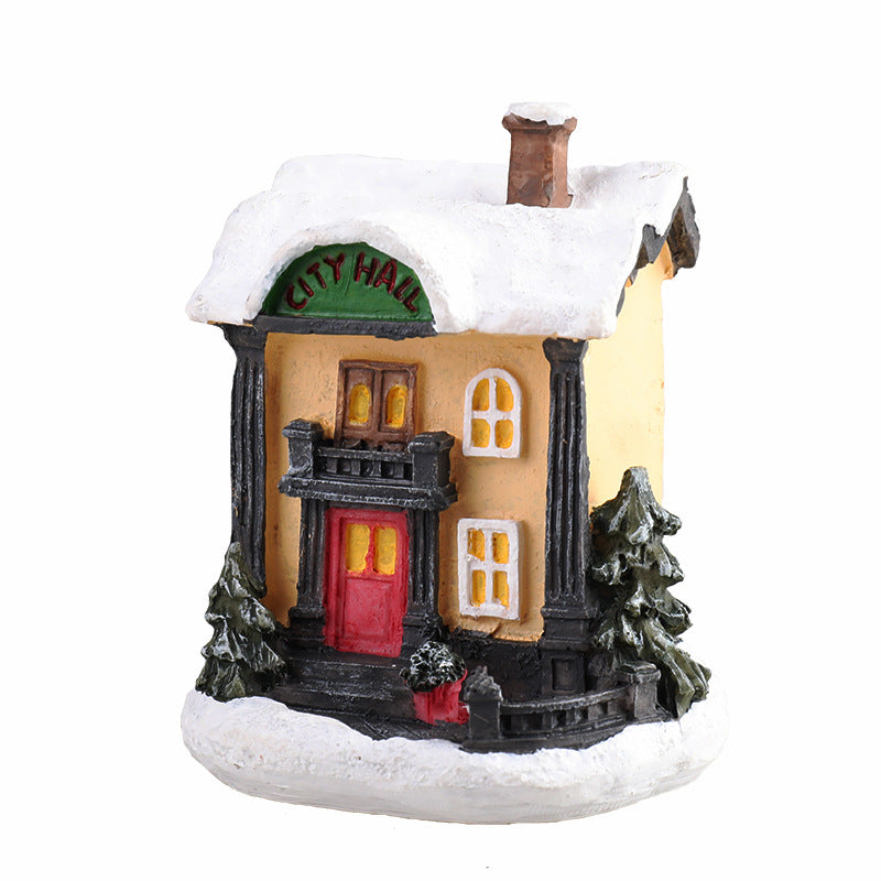 Christmas Small House Micro Landscape Resin Decorations - Festive Holiday Decor